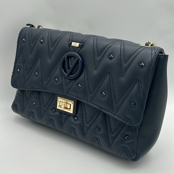 281- Valentino By Mario Valentino Posh Diamond Navy Blue NWT - Picture 2 of 14